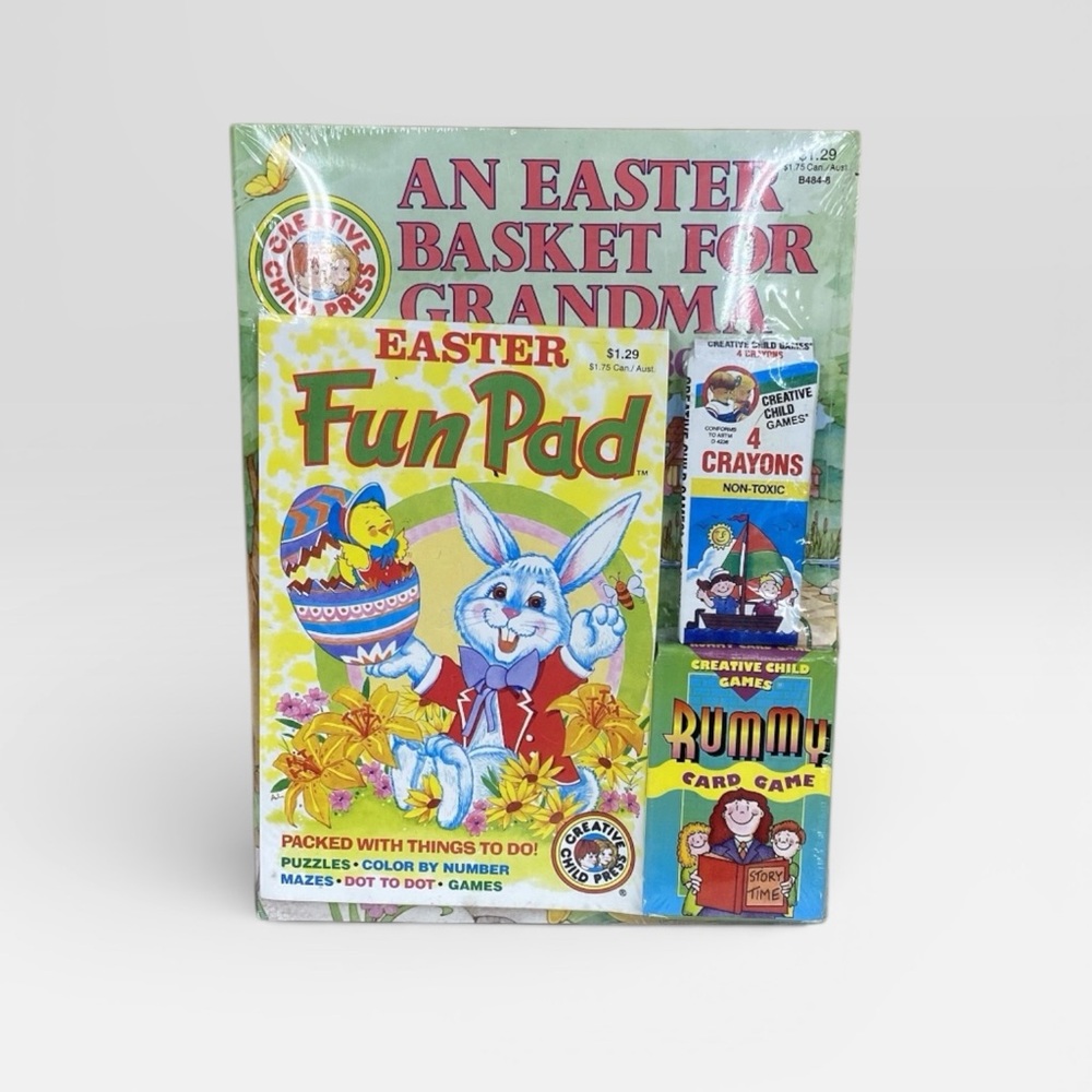 Vtg Easter Coloring Books Fun Pad Crayons & Card Game Creative Child Press -Read
